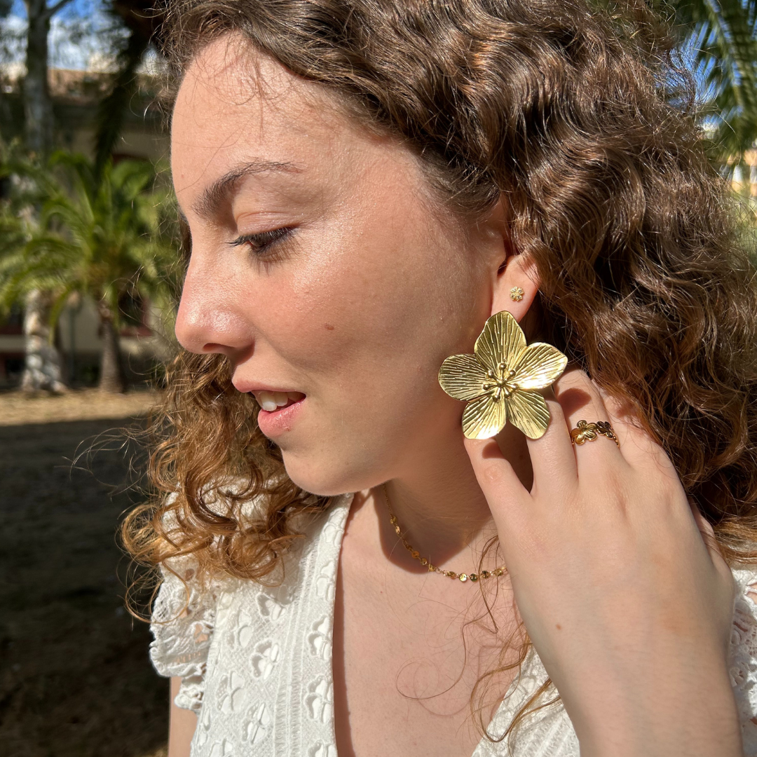 Pendientes Flor Dorado
